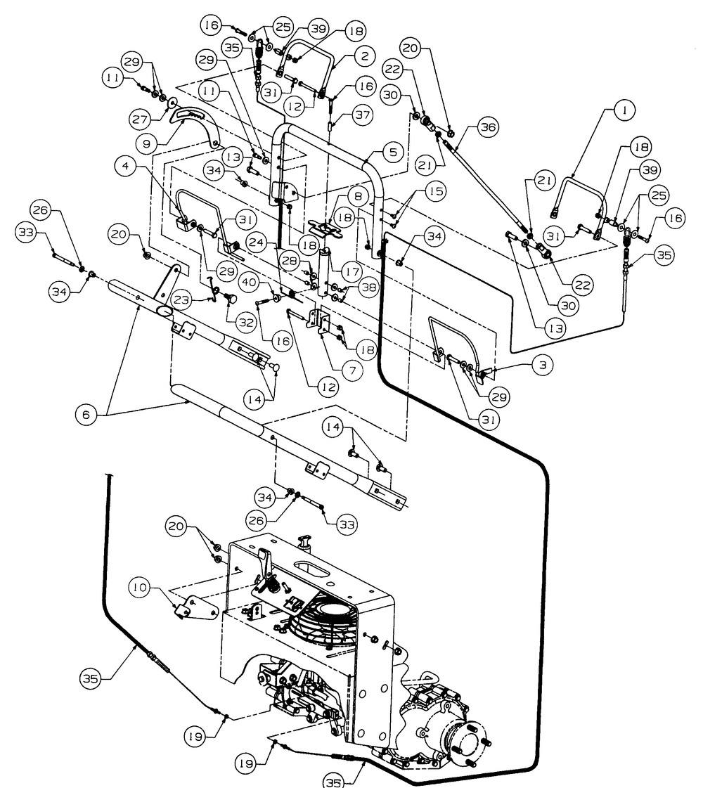 Upper Handle Assembly Diagram and Parts List for 4815F-PRO 556C465M100 Cub Cadet Lawn Mower